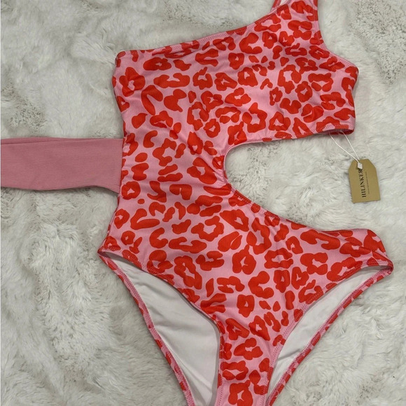 Hilinker Women's One Shoulder Knot Cut Out Ribbed One Piece Swimsuit L - Picture 5 of 10